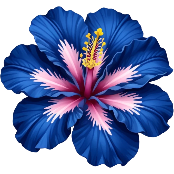very Dark blue flower hibiscus only colour blue no pink or yellow use white for the middle of flower emoji