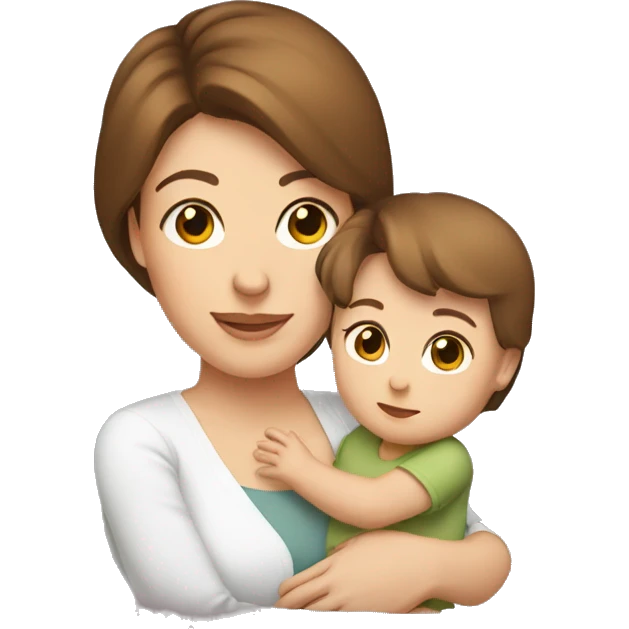 White mom with brown hair holding her 6 month baby girl  emoji