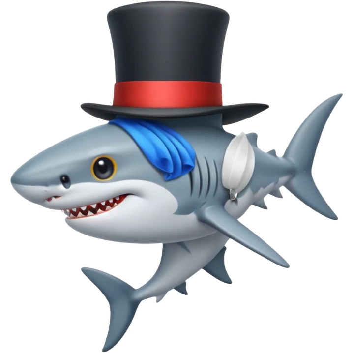 Shark with a top hat emoji