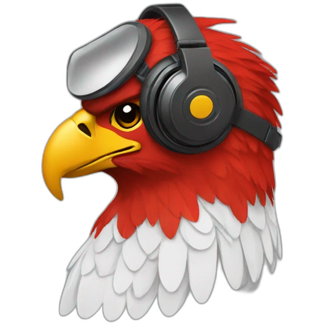 red eagle wearing headset emoji