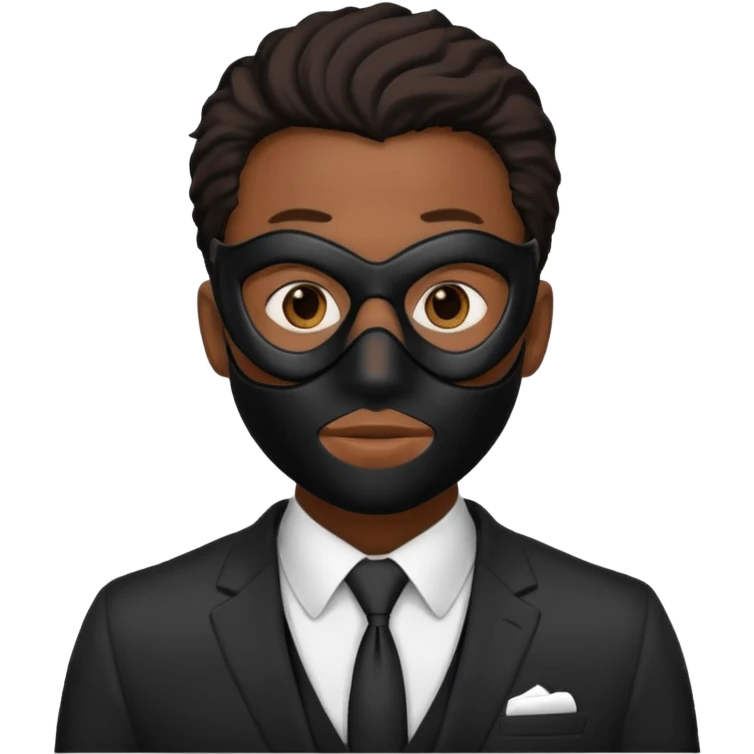 black man in suit and mask emoji