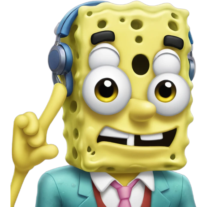 spongebob listening with airpods emoji