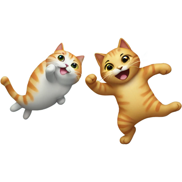 Cat and fish dancing together emoji