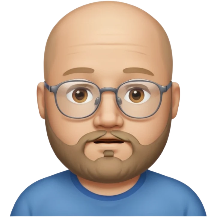 semi-bald from the middle, chubby face, with glasses and beard emoji