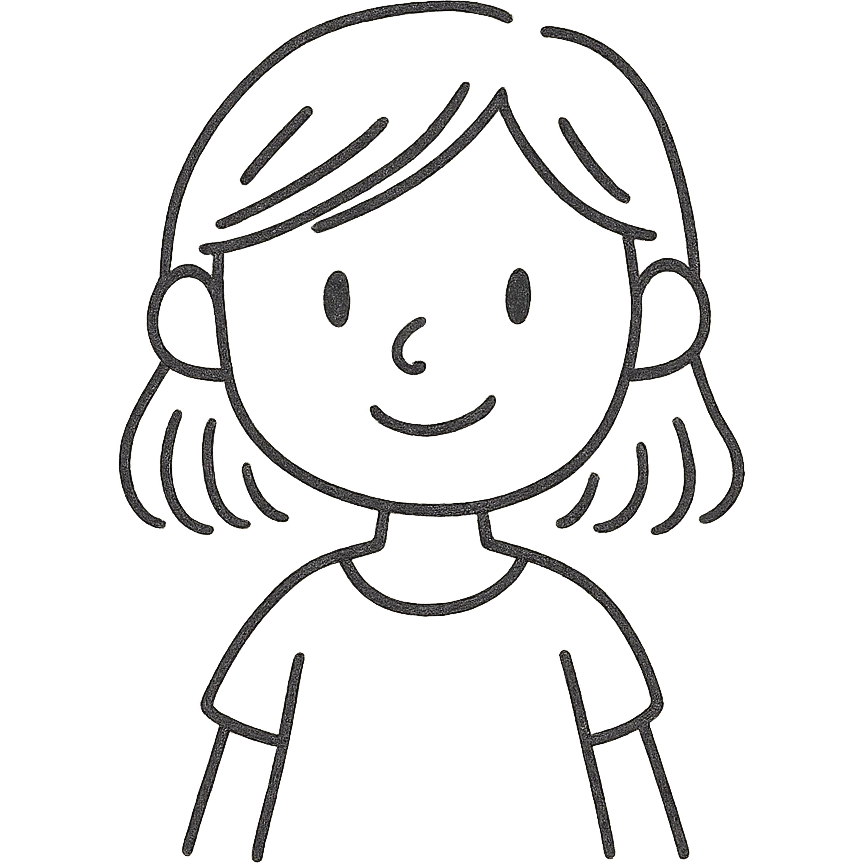 simple girl character, easy to draw, clear lines, minimal details, suitable for sketching emoji