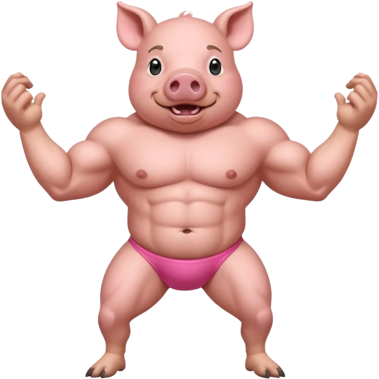 pig with 6 pack on two legs flexing NOunderwear weird porportions emoji