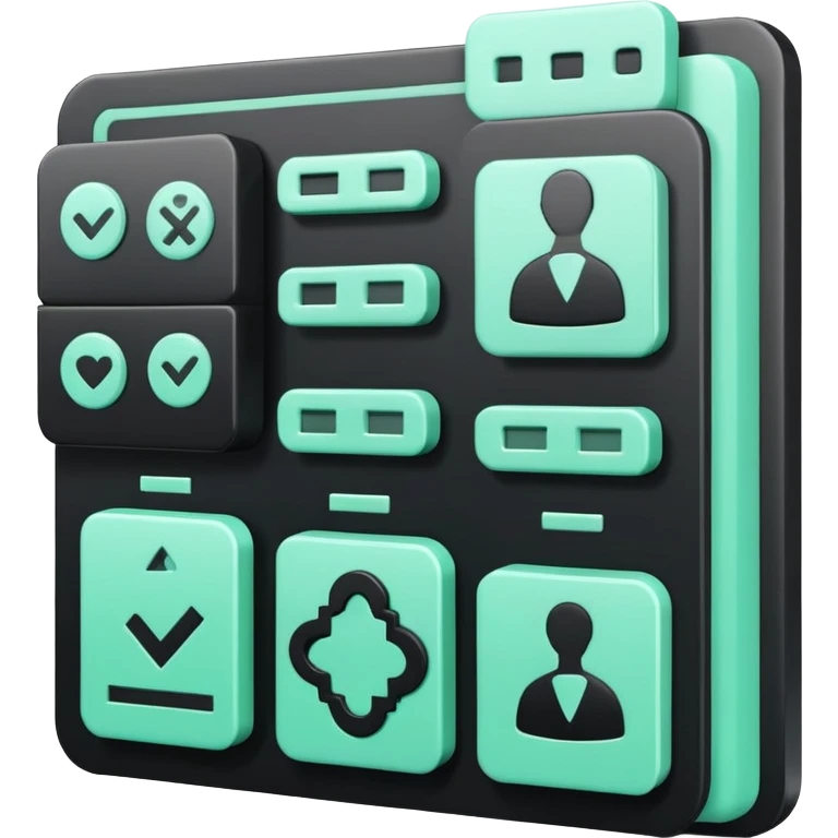 Responsabilité Administrative (Administrative Responsibility), 3D technical icon with black and mint green (#B5F4D3), accountability framework with compliance metrics and procedural safeguards emoji