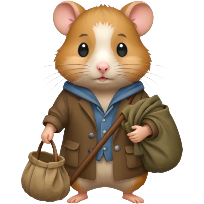 cartoon-style hamster poor hobo carrying a bindle emoji