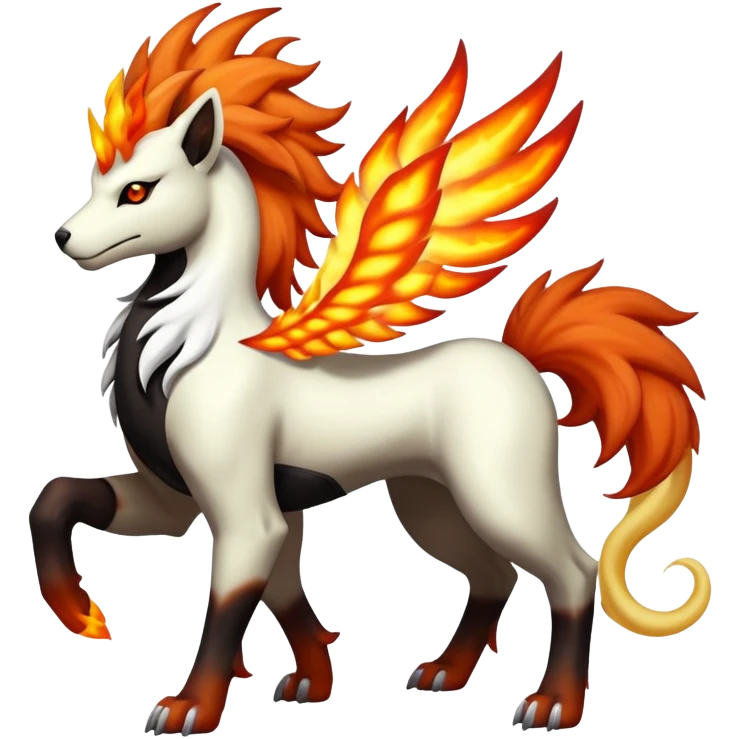 Shiny Exotic Gothic Rapidash-Houndoom-Arcanine-Pokémon-Fakémon-hybrid-creature emoji