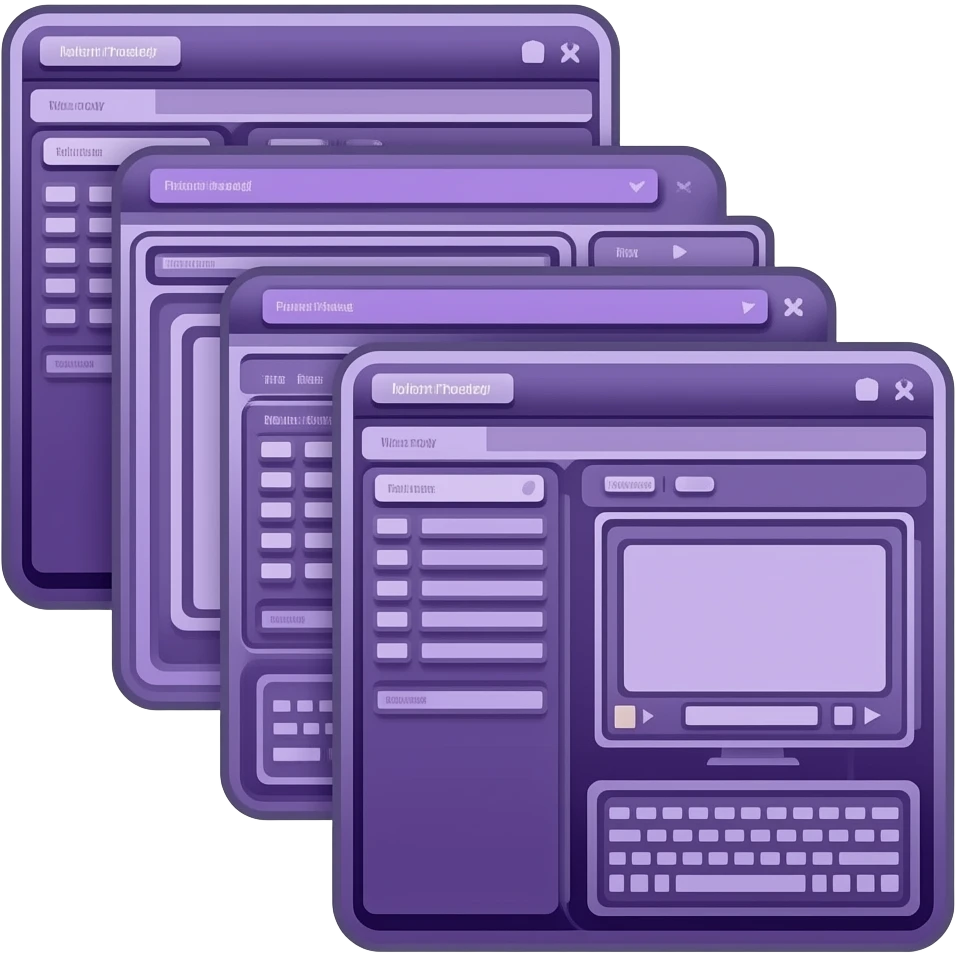 Purple color layer UI pop ups 2D render iPhone emoji png of a detailed Computer UI pop ups emoji
