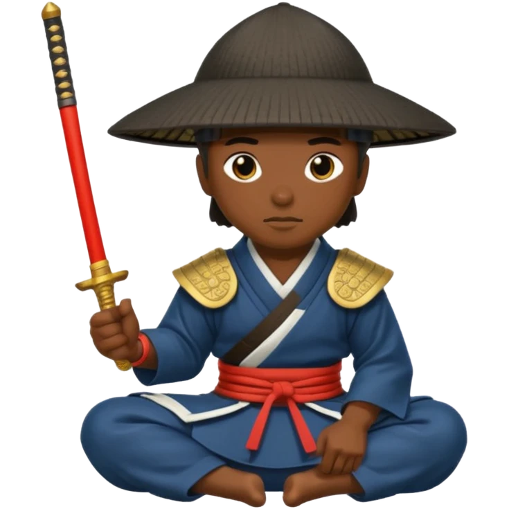 Samurais in Hat, Samurai kneeling  emoji