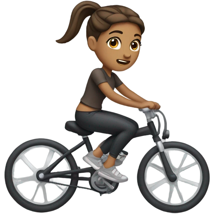 Girl with brown hair in ponytail on an assault bike  emoji