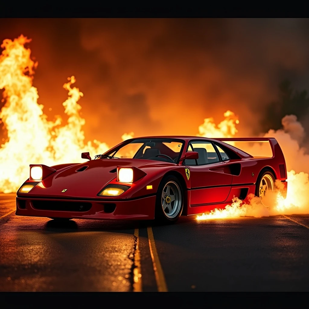 Ferrari F40 in fire emoji