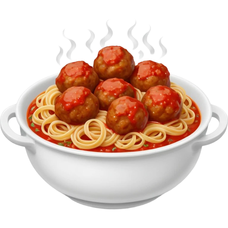 pasta and meatballs and sauce in a bowl emoji