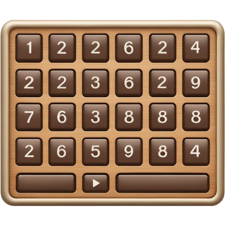 long rectangle wooden keypad with a small screen emoji