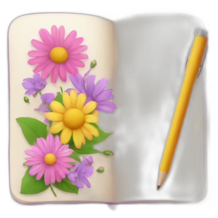 A beautiful notebook with flowers emoji