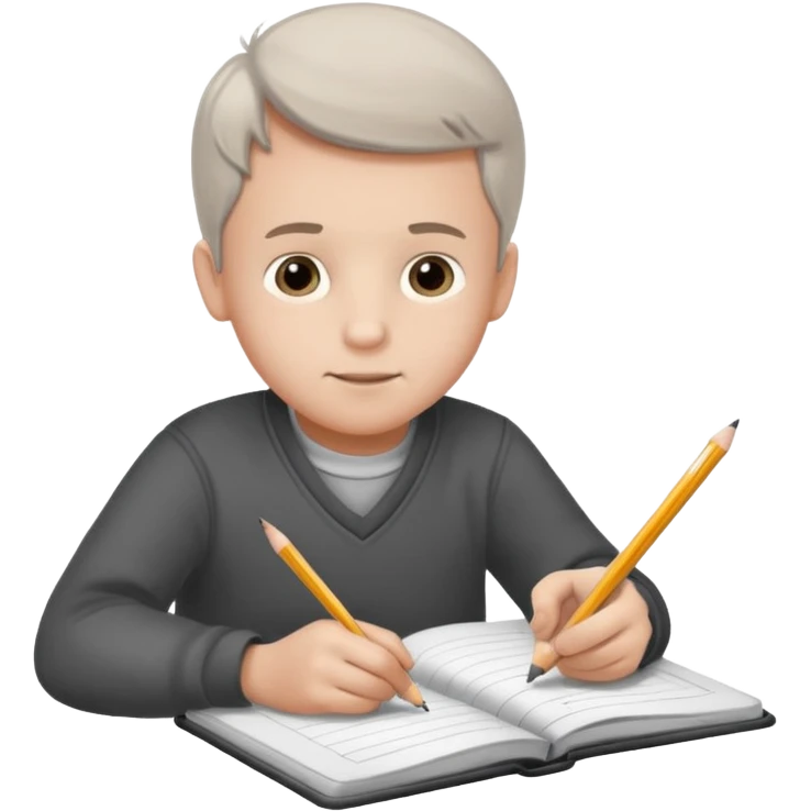 boy drawing grandpa on notebook emoji