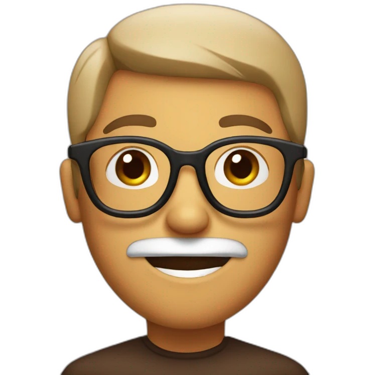 Man with glasses and liquid chocolat around mouth emoji