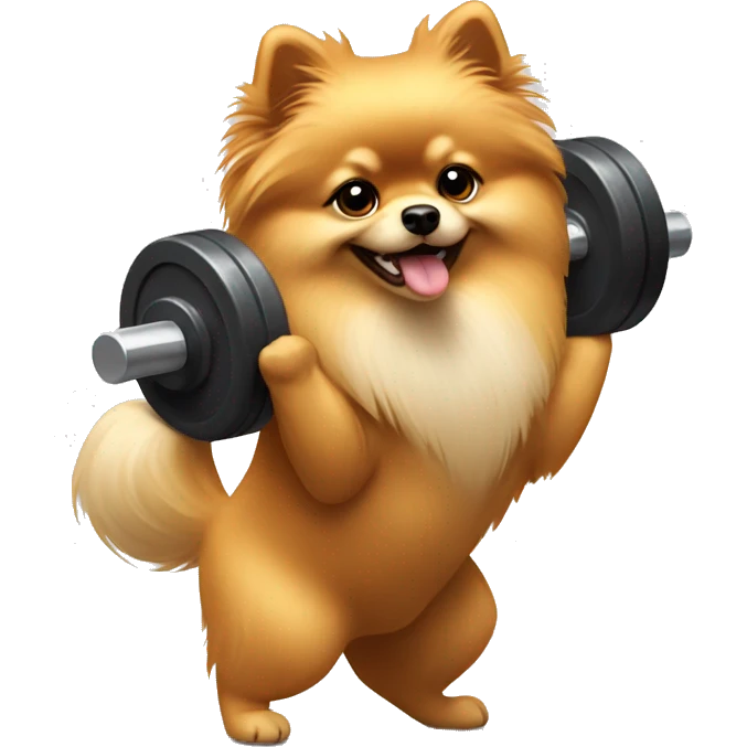 Pomeranian lifting weights emoji