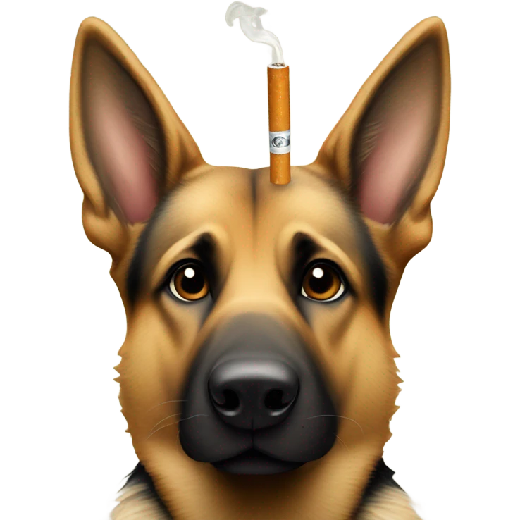 German shepherd with a cigarette in mouth emoji