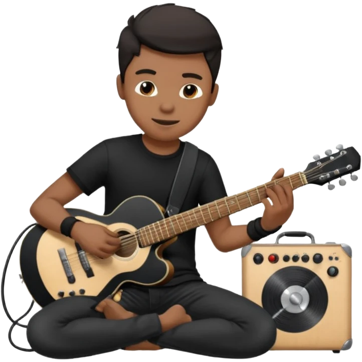 concert black Cable reels connected do a guitar man emoji