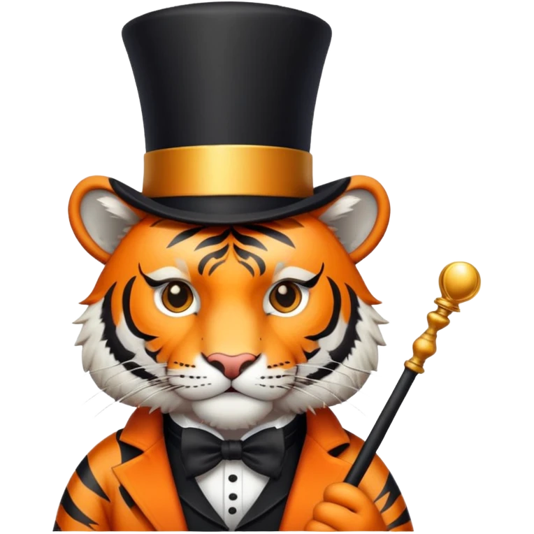 Tiger magician with wand and top hat emoji