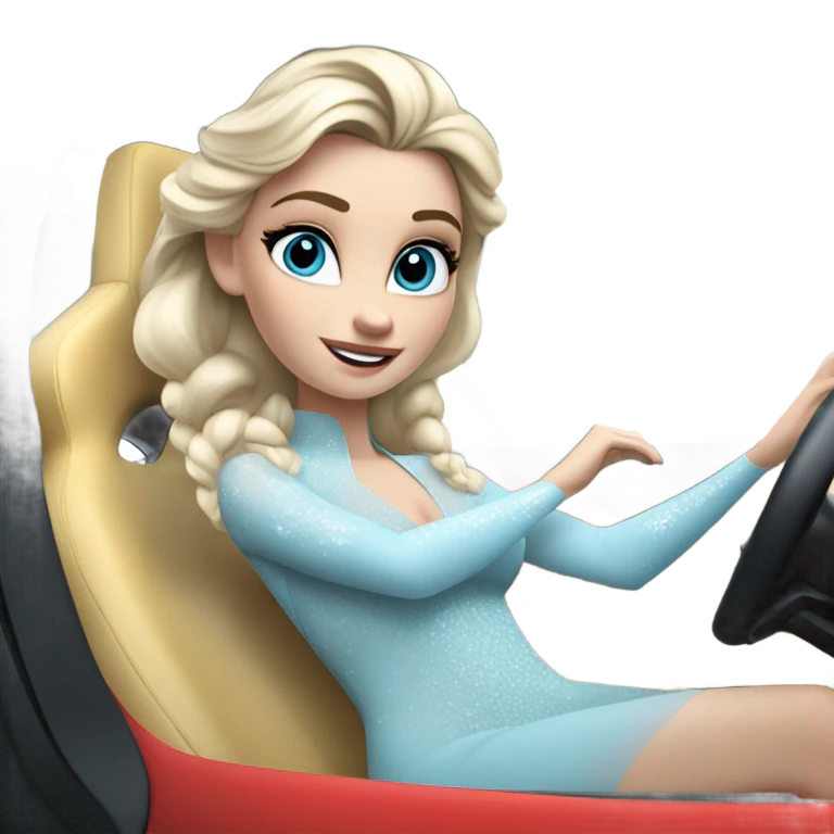 Elsa driving a Ferrari  emoji