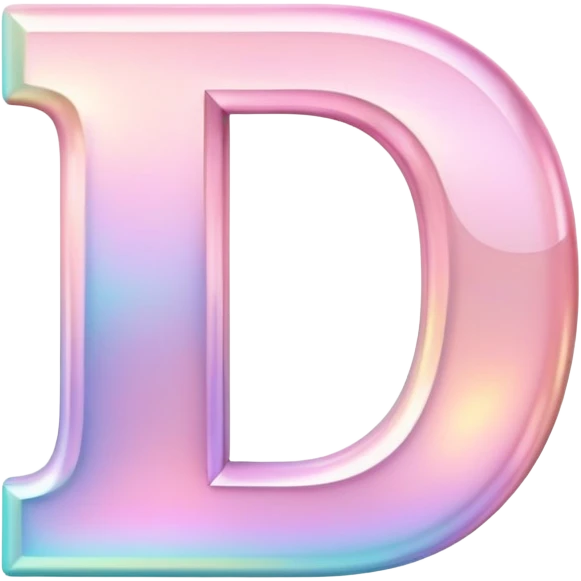 Iridescent pastel pink Font setting icon with letter D emoji