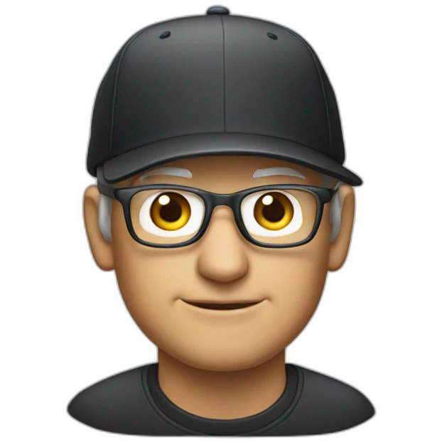 Tim Cook wearing a backwards hat emoji