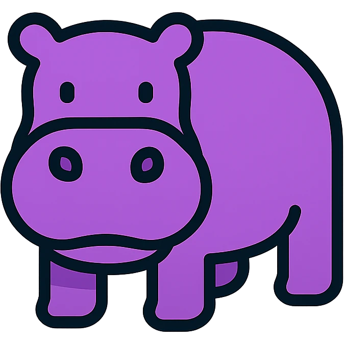 a color outline of a hippopotamus emoji