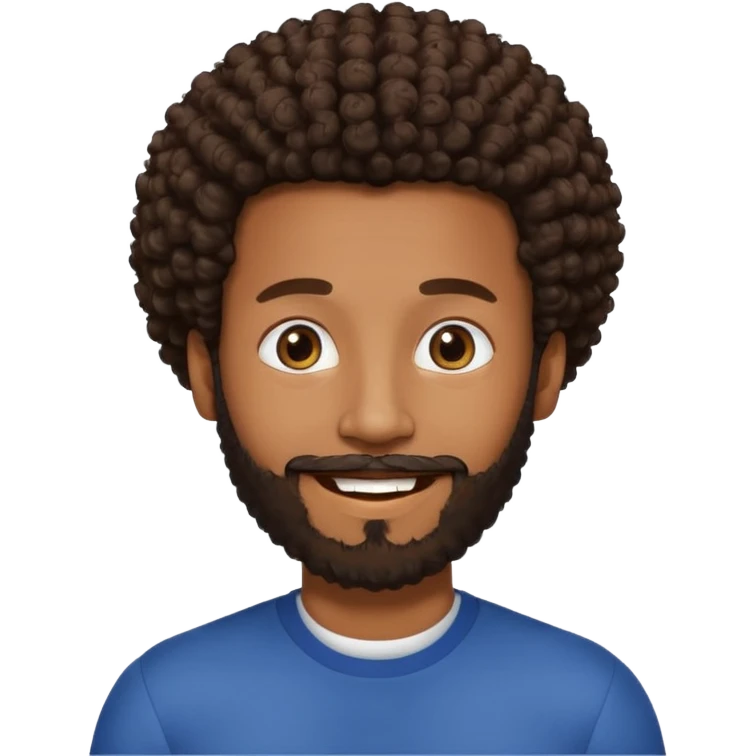 brown skin man with beard and a tiny curly  Afro fade with dark dark brown eyes  emoji