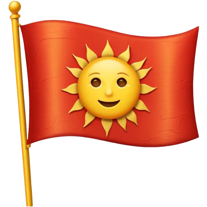 Make a flag which color is red and in centre a sun emoji