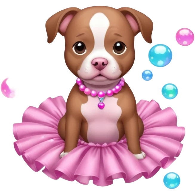 Pibble in a tutu , surrounded by bubbles  emoji