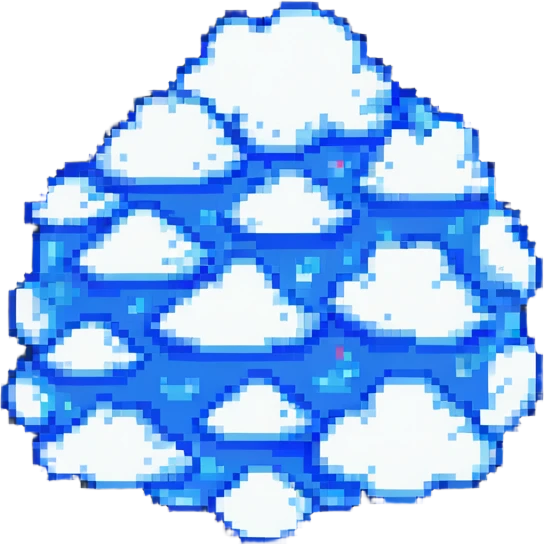pixel art style cloud, simple and blocky, blue and white colors emoji