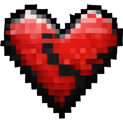 Pixelated red heart with black outline with glare emoji