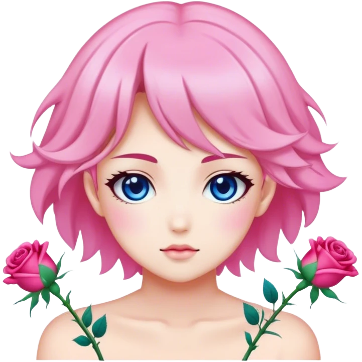 Louve bleu rose néons en dégradés style manga multiples expressions emoji