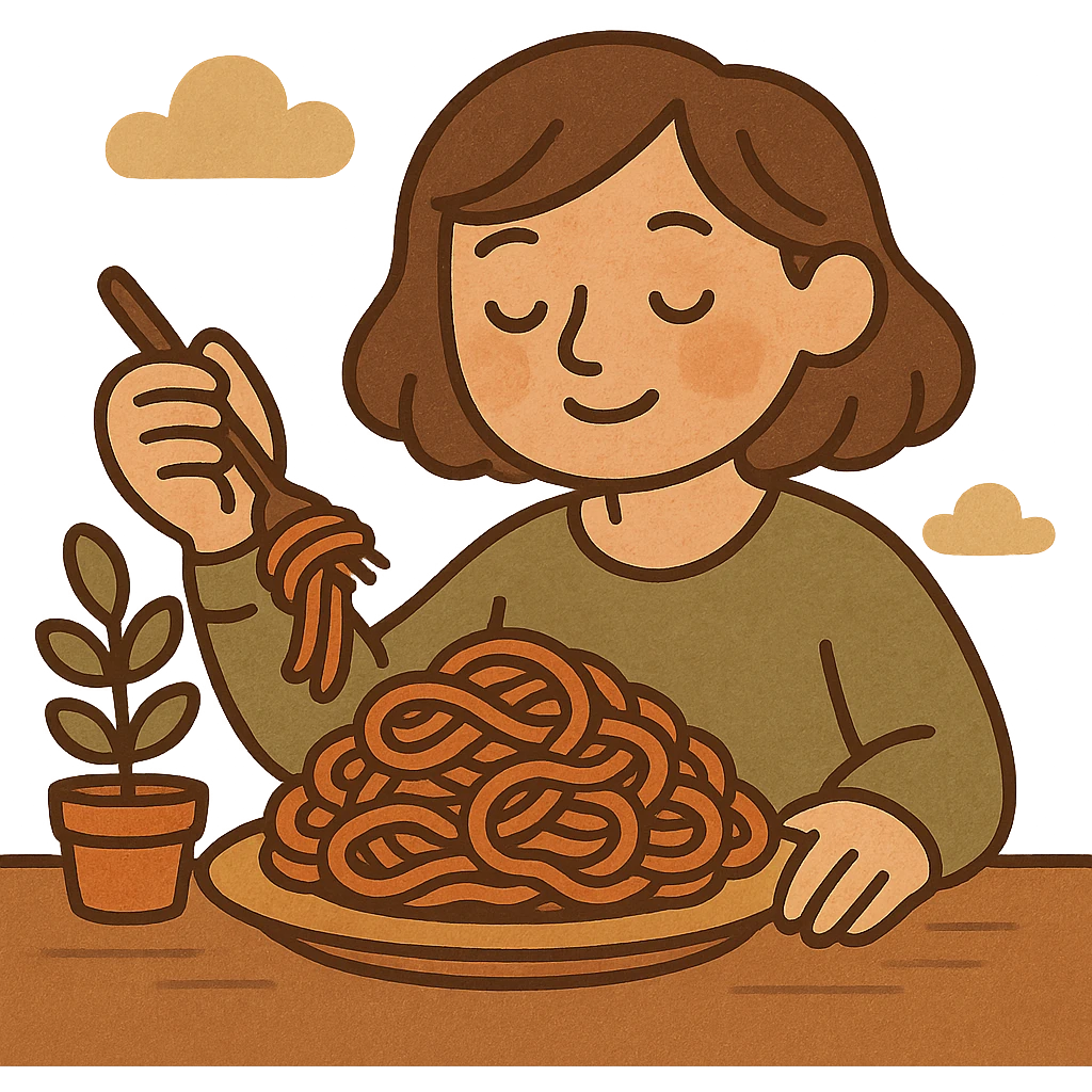 Remove all shadows from the noodles, keep the flat warm colors style, keep background transparent. emoji