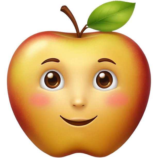 yellow-brown apple with face emoji
