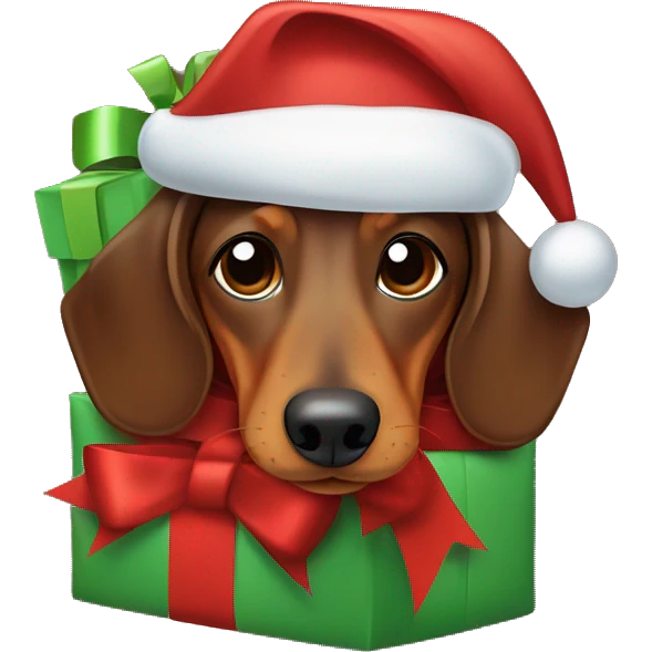 Brown Dachshund wrapped up like a Christmas present  emoji