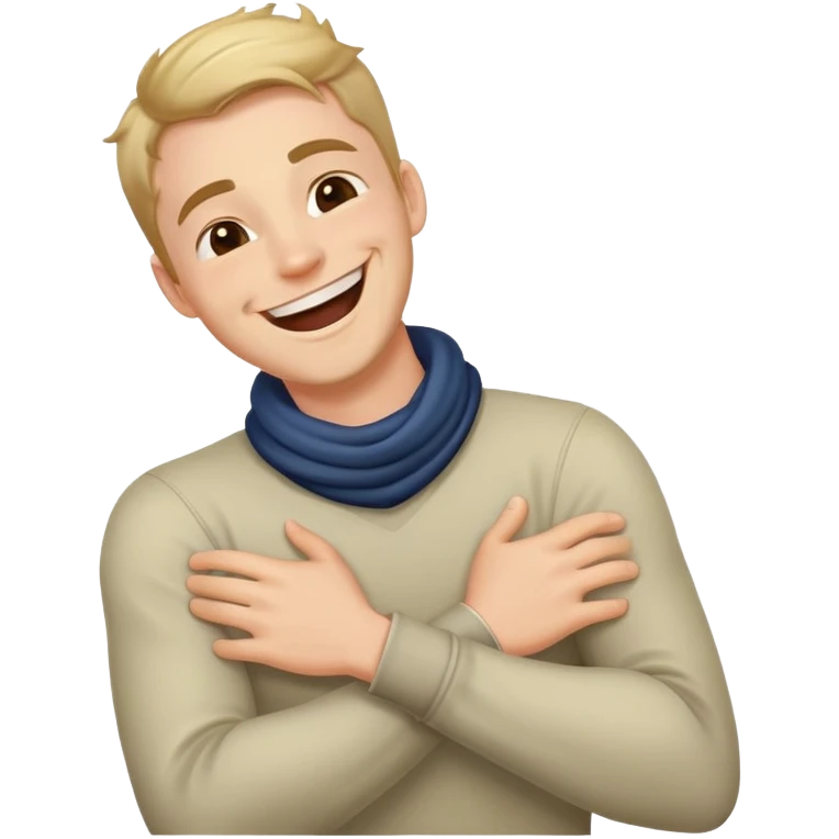 Guy with arms around his neck laughing  emoji