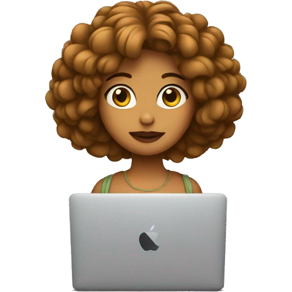 Chica con pelo marrón con una MacBook  emoji