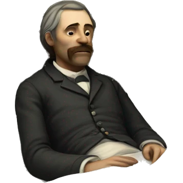 A sick man on a bed in 1870 emoji