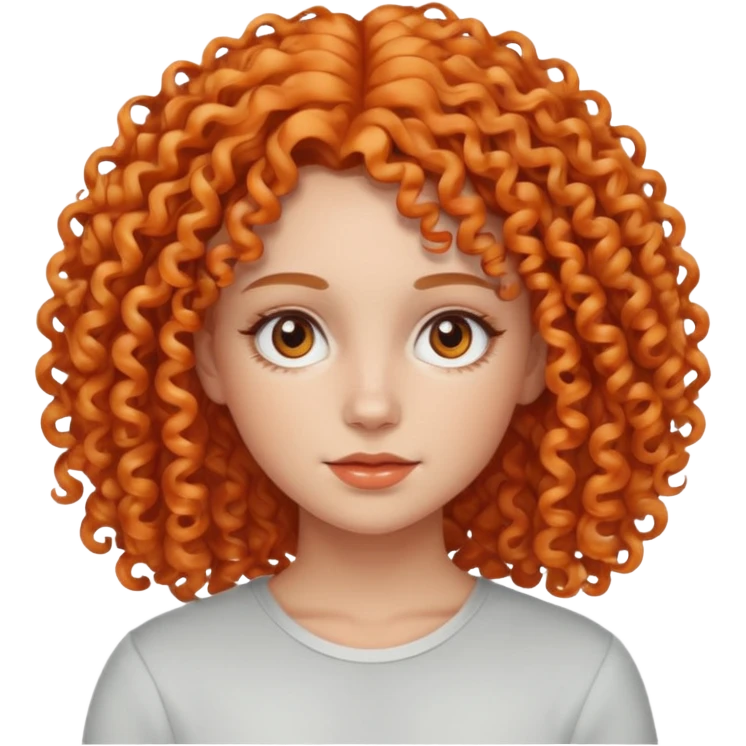 ahora hazme una mujer blanca joven con el pelo rizado y con color naranja claro  emoji