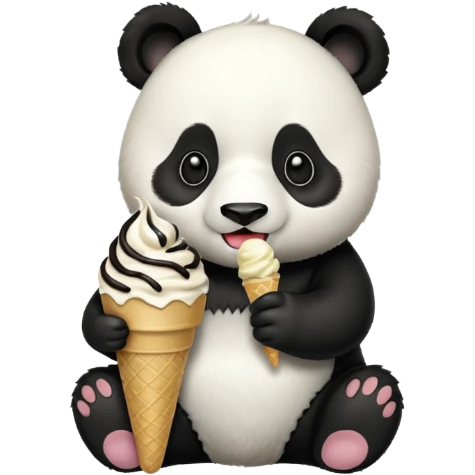 Panda eating ice cream emoji