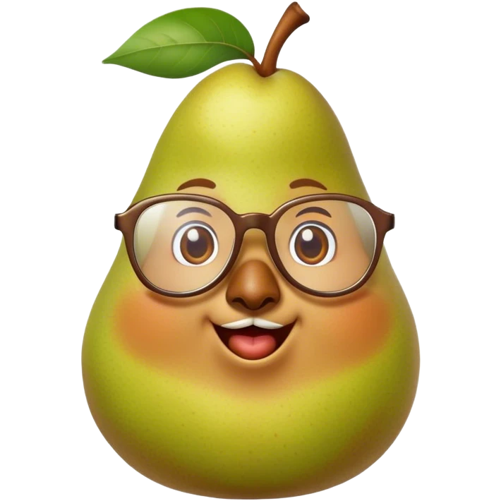 a cute talking pear with glasses emoji