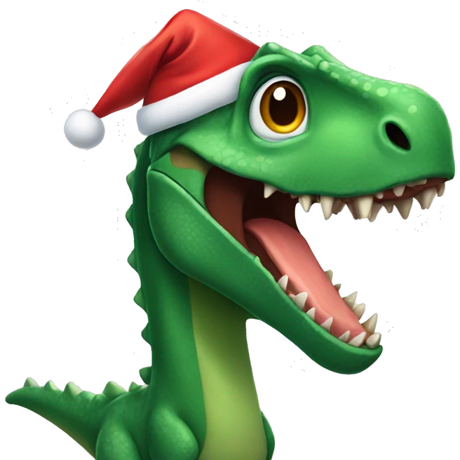 dinosaur with Christmas hat emoji