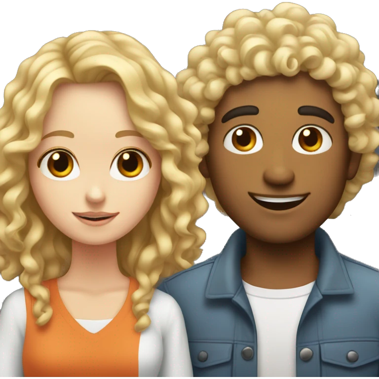 Guy with curly hair with white girl with straight hair  emoji