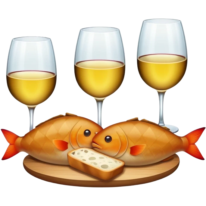 glasses of wine, 2 fishes and 5 loaves and make it chic emoji