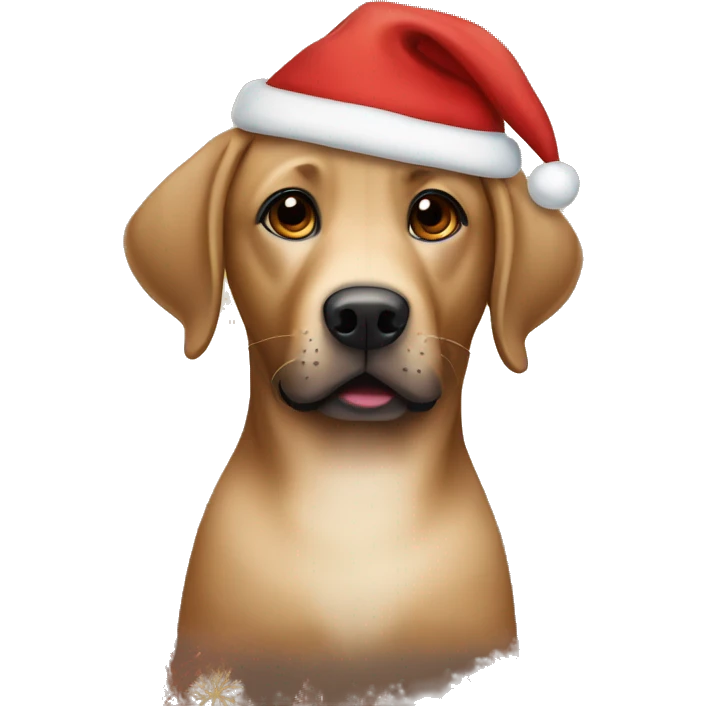 a brown labrador costumed for christmas emoji