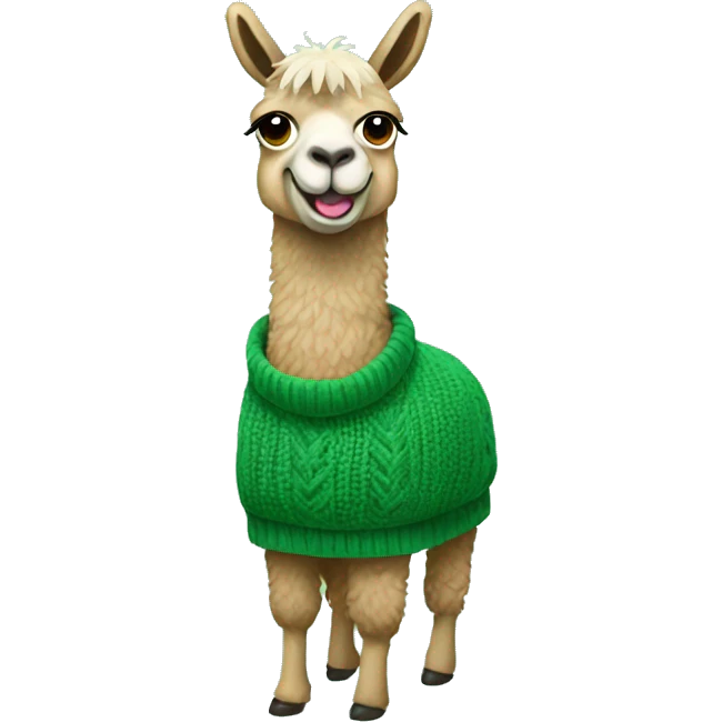 Llama  showing full body wearing a green sweater emoji